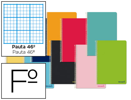 Cuaderno espiral Liderpapel Witty Folio tapa dura 80h 75g rayado nº46 colores surtidos